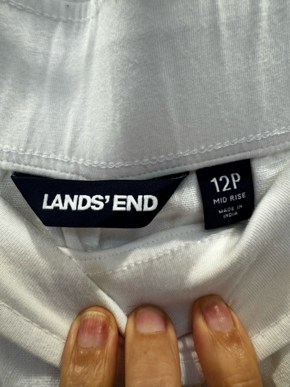 Lands' End Linen Wide Leg Elastic Waist Pants White Pockets size 12P - Picture 2 of 9